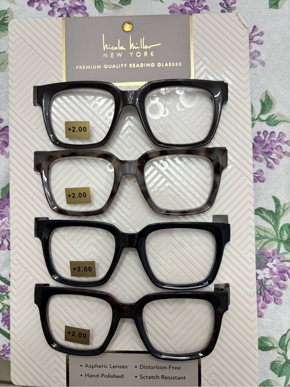 nicole miller New York Square  Reading Glasses 4 Pack  (+2.00)